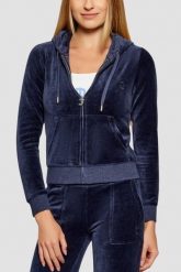 JUICY COUTURE Granatowa bluza damska Robertson Hoodie, Rozmiar L. Niebieskie bluzy damskie Juicy Couture, l, bez wzorów, z materiału, z kapturem. W wyprzedaży za 332.99 zł.