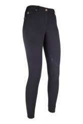 Damskie spodnie jeździeckie o średniej przyczepności HKM LG Basic. Czarne spodnie materiałowe damskie HKM, l, bez wzorów, z lycry. Za 384.00 zł.