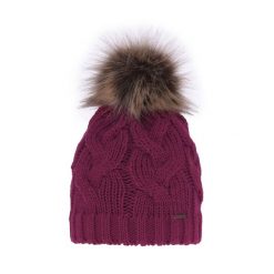 Czapka zimowa damska różowa z pomponem. Czerwone czapki i kapelusze damskie Molly, na zimę, bez wzorów, z materiału. Za 59.90 zł.
