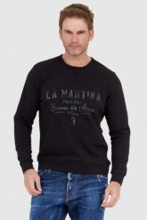 LA MARTINA Czarna bluza męska z vintage logo, Rozmiar 3XL. Czarne bluzy męskie La Martina, l, bez wzorów, bez kaptura. W wyprzedaży za 380.99 zł.