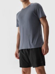 4F Spodenki treningowe 4Way Stretch męskie - czarne S. Czarne krótkie spodenki sportowe męskie 4f, l, bez wzorów, z elastanu, na fitness i siłownię. Za 99.99 zł.