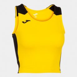 Tank top do biegania damski Joma Record II Crop top. Czarne koszulki sportowe damskie Joma, s, bez wzorów, bez kołnierzyka, bez ramiączek, do biegania. W wyprzedaży za 124.75 zł.