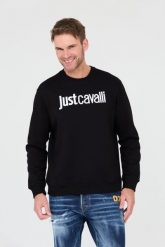 JUST CAVALLI Czarna męska bluza R Logo, Rozmiar XL. Czarne bluzy męskie Just Cavalli, m, bez wzorów, bez kaptura. W wyprzedaży za 532.99 zł.