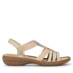 Sandały Rieker. Brązowe sandały damskie Rieker, bez wzorów, bez obcasa, na płaskiej podeszwie, bez zapięcia. Za 249.99 zł.