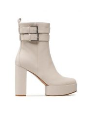 Jenny Fairy Botki PLATFORM-01KW Écru. Botki damskie Jenny Fairy, ze skóry, bez obcasa, na słupku, bez zapięcia. Za 159.99 zł.