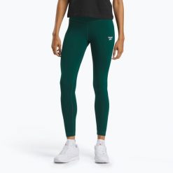 Legginsy Reebok Identity Small Logo Cotton. Zielone legginsy damskie REEBOK FITNESS, bez wzorów, na fitness i siłownię. Za 67.99 zł.