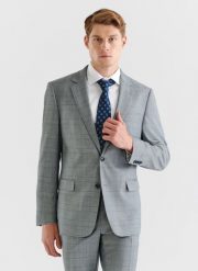 PAKO LORENTE – Szara marynarka garniturowa w niebieską kratę. Niebieskie marynarki męskie Pako Lorente, bez wzorów, z elastanu. Za 499.99 zł.