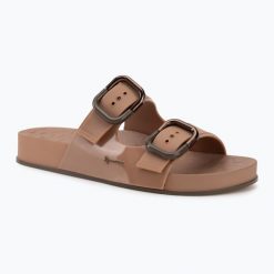 Klapki damskie Ipanema Shore. Brązowe klapki damskie Ipanema, bez wzorów, z materiału, klasyczne, bez obcasa. Za 159.99 zł.