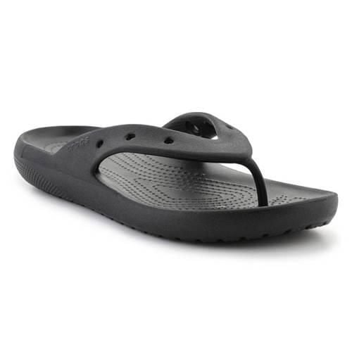 Japonki damskie Crocs Classic Flip V2. Czarne klapki damskie Crocs, bez wzorów, z materiału, bez obcasa. Za 189.00 zł.