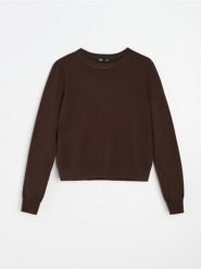 Jednolity sweter z wełną - dark grey jeans. Szare swetry damskie Sinsay, l, bez wzorów, z jeansu, bez kołnierzyka, bez ramiączek, bez kaptura. Za 79.99 zł.