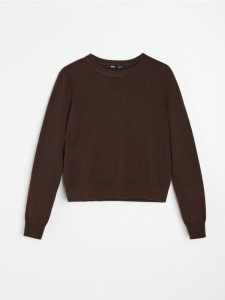 Jednolity sweter z wełną - dark grey jeans. Szare swetry damskie Sinsay, l, bez wzorów, z jeansu, bez kołnierzyka, bez ramiączek, bez kaptura. Za 79.99 zł.