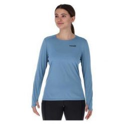 Bluza do biegania damska Inov-8 Performance Long Sleeve. Niebieskie bluzy damskie Inov-8, s, bez wzorów, bez kaptura. Za 151.99 zł.