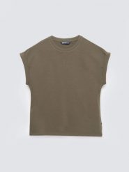 Koszulka damska z podwijanym rękawem khaki Adela 303. Zielone t-shirty damskie Big Star, l, bez wzorów, z dzianiny, klasyczne, bez kołnierzyka. Za 99.99 zł.