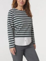 Sweter Damski TBS Aliyaron. Białe swetry damskie TBS, m, bez wzorów, z bawełny, eleganckie, bez kołnierzyka, bez ramiączek, długie, bez kaptura. Za 369.00 zł.