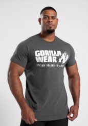 Classic Koszulka - Dark Szary. Szare koszulki sportowe męskie GORILLA WEAR, xl, bez wzorów, z bawełny, bez kołnierzyka, bez ramiączek, na fitness i siłownię. Za 178.00 zł.