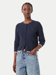 Tommy Jeans Kardigan DW0DW23458 Granatowy Regular Fit. Niebieskie kardigany damskie Tommy Jeans, s, bez wzorów, z jeansu. Za 409.99 zł.