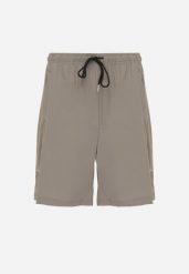 Ciemnobeżowe Szorty w Sportowym Stylu ze Sznurkami i Zasuwanymi Kieszeniami Abateia. Brązowe krótkie spodenki sportowe męskie Born2be, l, bez wzorów. Za 59.99 zł.