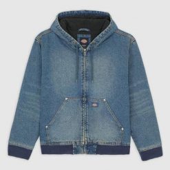 Kurtki Dickies Hilham Hded Jkt Dk Indigo. Niebieskie kurtki męskie Dickies, bez wzorów, bez kaptura. Za 634.46 zł.