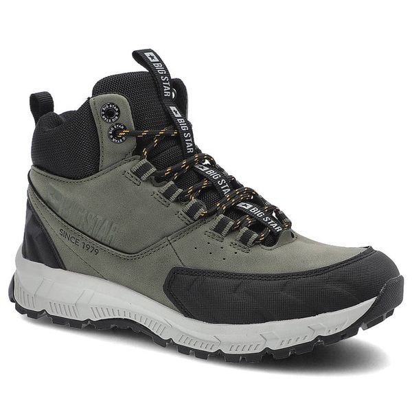 Trekkingi unisex Big Star, skóra ekologiczna i materiał tekstylny wysoka cholewka sznurowanie wzmocniony nosek i pięta podeszwa z bieżnikiem i amorty. Zielone kozaki damskie Big Star, z materiału, przed kolano. Za 199.00 zł.