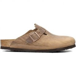 Klapki męskie Birkenstock Boston. Brązowe klapki męskie Birkenstock, z materiału. Za 567.65 zł.