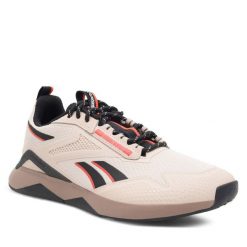 Buty na siłownię Reebok. Brązowe obuwie sportowe damskie Reebok, bez wzorów, na fitness i siłownię. Za 239.99 zł.
