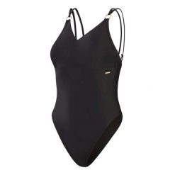 Damski kostium kąpielowy 1-częściowy Speedo Strappy. Czarne kostiumy jednoczęściowe damskie Speedo, l, bez wzorów, z materiału, klasyczne, na fitness i siłownię. Za 259.99 zł.