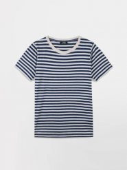 Damska koszulka z dzianiny TBS Adial. Niebieskie t-shirty damskie TBS, xl, bez wzorów, z bawełny, eleganckie, bez kołnierzyka. Za 186.00 zł.