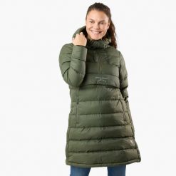Kurtka puchowa Wędrówki damska Swedemount Östersund Down Anorak Long wodoodporna. Brązowe kurtki damskie SWEDEMOUNT, m, bez wzorów, z materiału, z kapturem. Za 629.99 zł.