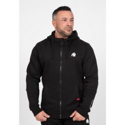 Leon Bluza z kapturem zapinana na suwak - Czarny. Czarne bluzy sportowe męskie GORILLA WEAR, bez wzorów, z kapturem, na fitness i siłownię. Za 297.00 zł.