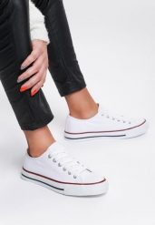 Białe Klasyczne Trampki z Niską Cholewką Darling Tyrel. Białe trampki i tenisówki damskie Renee, bez wzorów, z jeansu, klasyczne, przed kostkę, bez zapięcia. Za 44.99 zł.