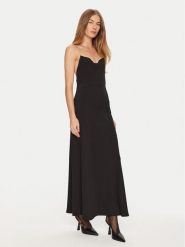 Eleh Sukienka wieczorowa E00312 Czarny Regular Fit. Czarne sukienki damskie Eleh, xs, bez wzorów, z syntetyku, wizytowe, bez kołnierzyka, bez ramiączek. Za 319.99 zł.