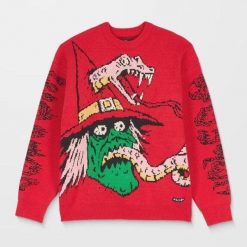 Volcom Sweter Villard Czerwony. Czerwone bluzy męskie Volcom, bez wzorów, bez kołnierzyka. Za 465.26 zł.