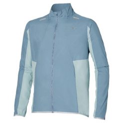 Kurtka z dresu Mizuno Tech Light. Niebieskie kurtki sportowe męskie Mizuno, bez wzorów, z dresówki, do biegania. Za 335.15 zł.