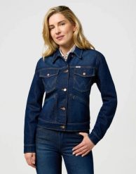 DAMSKA KURTKA JEANSOWA WRANGLER HERITAGE JACKET WHIRLPOOL 112373035. Kurtki damskie Wrangler, m, bez wzorów, z jeansu, bez kaptura. Za 299.99 zł.