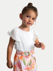 Mayoral Bluzka 3195 Biały Regular Fit. Białe bluzki dla dziewczynek Mayoral, bez wzorów, z syntetyku, bez kołnierzyka, bez ramiączek. Za 119.99 zł.