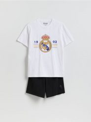 Dwuczęściowa piżama Real Madrid - biały. Białe piżamy męskie Reserved, l, bez wzorów, z bawełny, bez ramiączek. Za 149.99 zł.