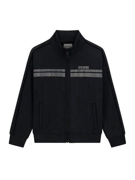 Guess Bluza J6RQ12 KCAY2 Czarny Regular Fit. Czarne bluzy dla dziewczynek Guess, z aplikacjami, z syntetyku, bez ramiączek, bez kaptura. Za 179.99 zł.