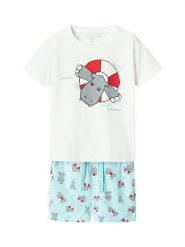 NAME IT Komplet t-shirt i spodenki Zumus 13241038 Biały Regular Fit. Białe szorty dla chłopców Name it, bez wzorów, z bawełny. Za 59.99 zł.