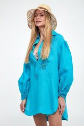 Tunika lniana ERMANNO SCERVINO LIFE. Bluzki damskie Ermanno Scervino Life, bez wzorów, bez kołnierzyka, bez ramiączek. W wyprzedaży za 2,271.20 zł.