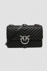 PINKO Czarna listonoszka damska ze srebrnymi okuciami Love One Classic. Czarne listonoszki damskie Pinko, bez wzorów, eleganckie, bez dodatków. W wyprzedaży za 1,379.99 zł.