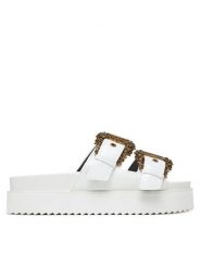Versace Jeans Couture Klapki 78VA3SM1 Biały. Białe klapki damskie Versace Jeans Couture, bez wzorów, z jeansu, bez obcasa. Za 769.99 zł.