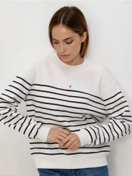 Bluza w paski z haftem - wielobarwny. Bluzy damskie Reserved, l, bez wzorów, z bawełny, bez kaptura. Za 89.99 zł.