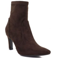Botki damskie nieocieplane na obcasie ciemny brąz Sabatina 26123T-2. Botki damskie Sabatina, z nubiku, eleganckie, bez obcasa, na obcasie, bez zapięcia. Za 159.99 zł.