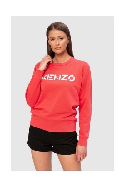 KENZO Koralowa bluza damska z białym logo, Rozmiar XS. Czerwone bluzy damskie Kenzo, s, bez wzorów, z bawełny, bez kaptura. W wyprzedaży za 532.99 zł.