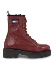 Tommy Jeans Botki Tjw Urban Tumbled Ltr Wl EN0EN02317 Bordowy. Czerwone botki damskie Tommy Jeans, z jeansu, bez obcasa, na płaskiej podeszwie, bez zapięcia. Za 849.99 zł.