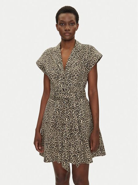 Morgan Sukienka koszulowa 251-REVAM Brązowy Regular Fit. Brązowe sukienki damskie Morgan, bez wzorów, z bawełny, bez kołnierzyka, bez ramiączek, koszulowe. Za 219.99 zł.