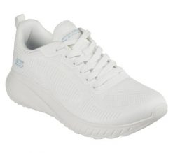 Buty do chodzenia damskie Skechers 117209SAGE. Białe obuwie sportowe damskie Skechers, bez wzorów, z materiału, trekkingowe. Za 390.00 zł.