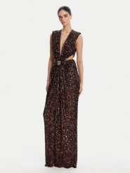 Elisabetta Franchi Sukienka wieczorowa ABR4852E2 644 Brązowy Regular Fit. Brązowe sukienki damskie Elisabetta Franchi, bez wzorów, z syntetyku, wizytowe, bez kołnierzyka, bez ramiączek. Za 2,069.00 zł.