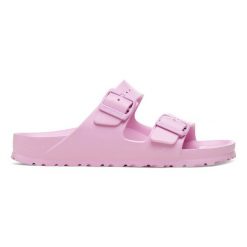 Klapki damskie BIRKENSTOCK ARIZONA EVA FONDANT PINK. Czerwone klapki damskie Birkenstock, bez wzorów, z materiału, klasyczne, bez obcasa. Za 199.99 zł.