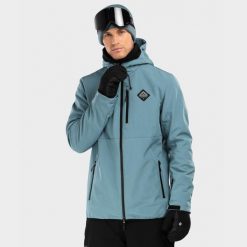 Męska kurtka snowboardowa Sporty zimowe Mężczyzna Siroko W2 Beluga. Niebieskie kurtki męskie SIROKO, na zimę, l, bez wzorów, z softshellu, sportowe, bez kaptura. Za 844.00 zł.